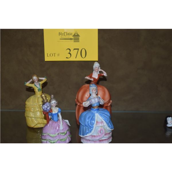 COLLECTION OF VINTAGE PORCELAIN PERFUME BOTTLES SHAPED LIKE LADIES (4 PCS)