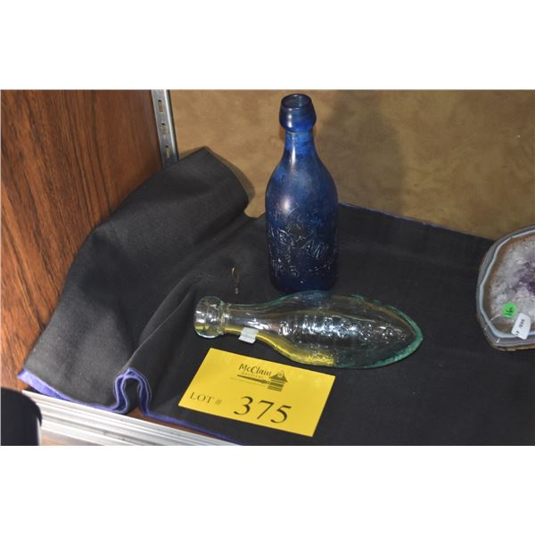 HINDS & CO. "COVENTRY" TORPEDO BOTTLE & BLUE EXCELSIOR SODA BOTTLE, JOHN RYAN 1866 (SAVANNA, GEO) (2