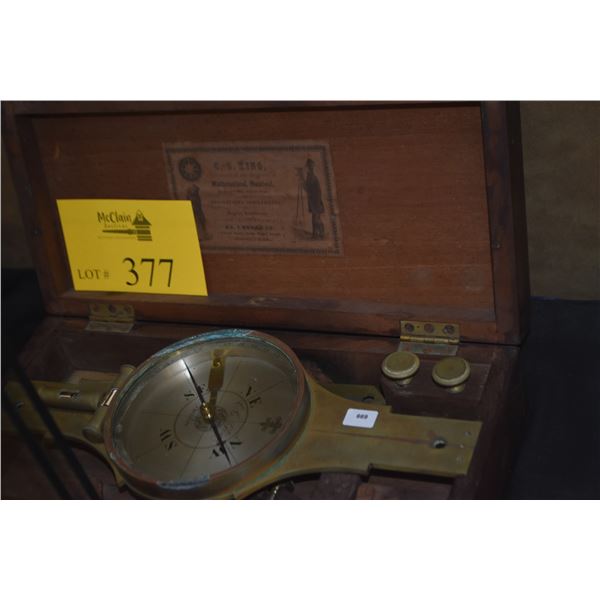 ANTIQUE SURVEYORS COMPASS IN CUSTOM BOX