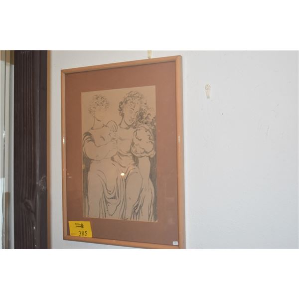 FRAMED MADGE TENNENT PRINT (21" X 28 1/4")