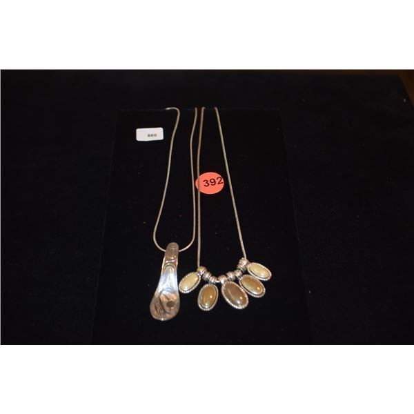 INUIT POTLACH SPOON PENDANT ON STERLING SILVER CHAIN & FASHION NECKLACE (2 PCS)