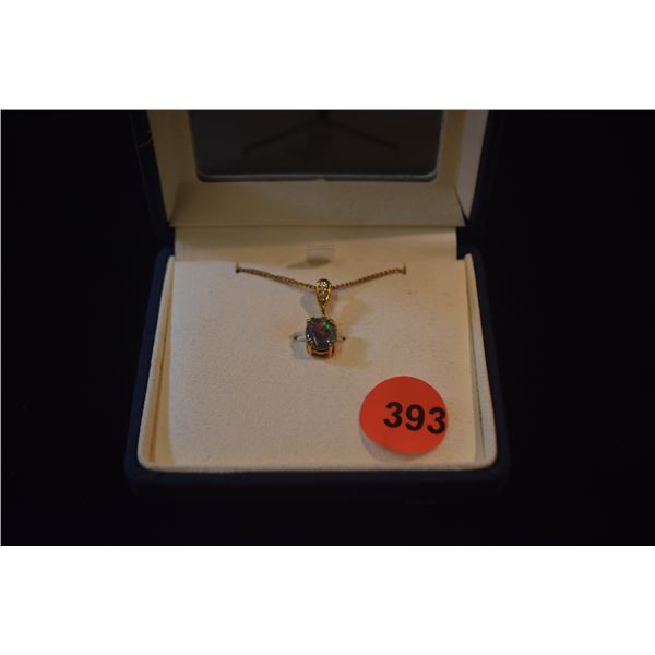 OPAL DOUBLET PENDANT ON GOLD TONE CHAIN