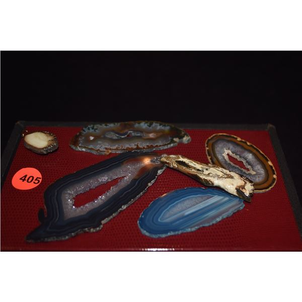 AGATE SPECIMENS, SOME MADE INTO JEWELRY (6 PCS)