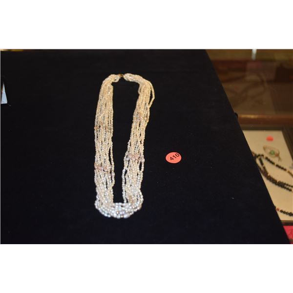 10 STRAND FRESH WATER RICE PEARL NECKLACE W/14K CLASP (30")