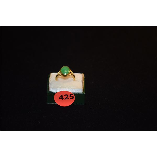 22K JADE RING, SIZE 4 1/4 (5.1 GTW)