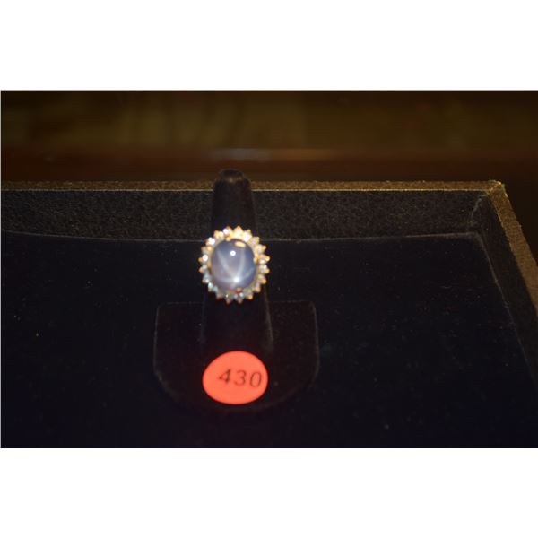 14K (TESTED) STAR SAPPHIRE & DIAMOND RING, SIZE 6 3/4 (15.1 GTW)