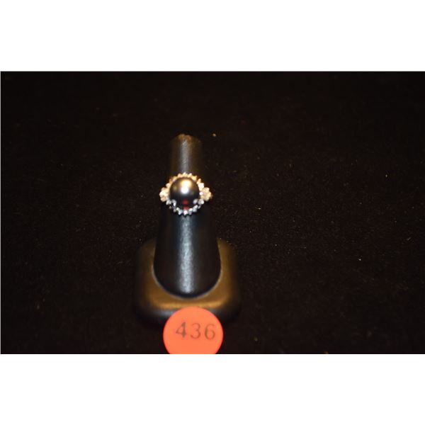 PLATINUM SOUTH SEA NATURAL COLOR PEARL & DIAMOND RING, SIZE 6 3/4 (10.2 GTW)