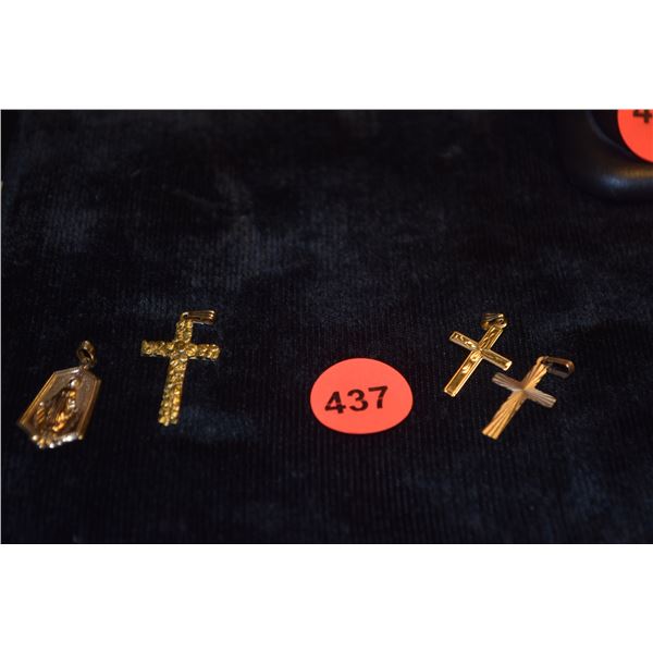 10K CROSSES (3) & RELIGIOUS CHARM (4.2 G) (4 PCS)