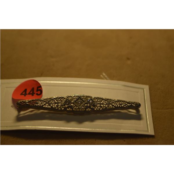 14K WG DIAMOND BROOCH, EUROPEAN CUT FILIGREE (8.5 GTW)