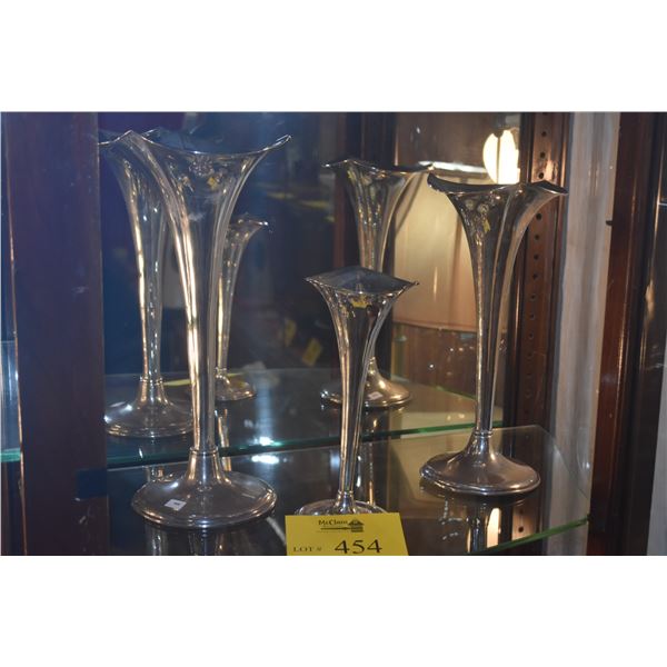 SET OF 3 STERLING SILVER VASES (9 1/2", 13", 15") (3 PCS)