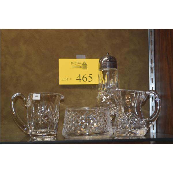 WATERFORD CRYSTAL PITCHERS, BOWL & SHAKER (4 PCS)