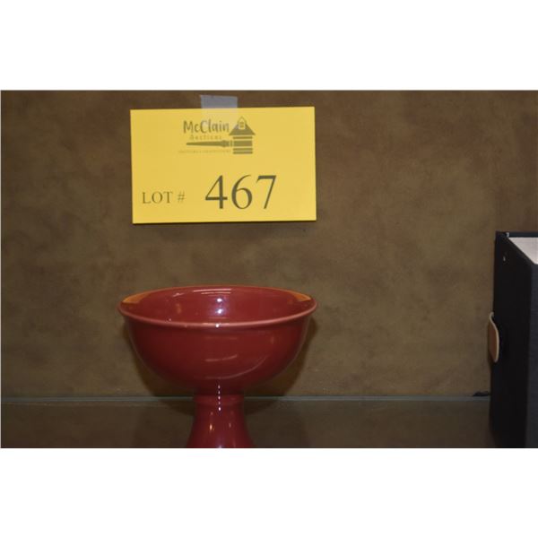 CHINESE PORCELAIN RED GLAZED STEM CUP; SIGNED W/EXPORT SEAL (3 3/8")