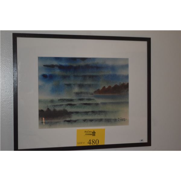 FRAMED ORIGINAL WET-ON-WET WATERCOLOR BY H.C. HEE W/CERTIFICATE (20 3/4" X 16 3/4")