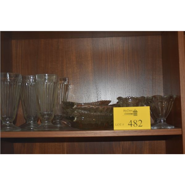 VINTAGE SODA FOUNTAIN MILK SHAKE GLASSES, BANANA SPLIT SERVING BOWLS & ICE CREAM SUNDAE GLASSES (16 