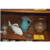 Image 1 : MIXED LOT: VASES, STATUARY, STOPPER, PICTURE FRAME, ETC. (6 PCS)