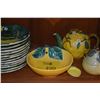 Image 1 : MID CENTURY MODERN ED LANGBEIN ORIGINALS HAND PAINTED MAJOLICA LEMON PLATES, LEMON TEAPOT, BOWL, SPO