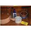 Image 1 : BOWLS, BOTTLE, TERRACOTTA COVERED POT (5 PCS)