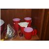 Image 2 : COLLECTION OF RED GLASS BOWL, GLASSES, STRAWBERRY, RED PEPPER, HERSHEY KISS CONTAINER, ETC. (11 PCS)