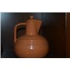 Image 2 : VINTAGE HALL DONUT TEAPOT, VINTAGE MARCREST BANDED BALL PITCHER & GLADDING MCBEAN POTTERY CARAFE (3 