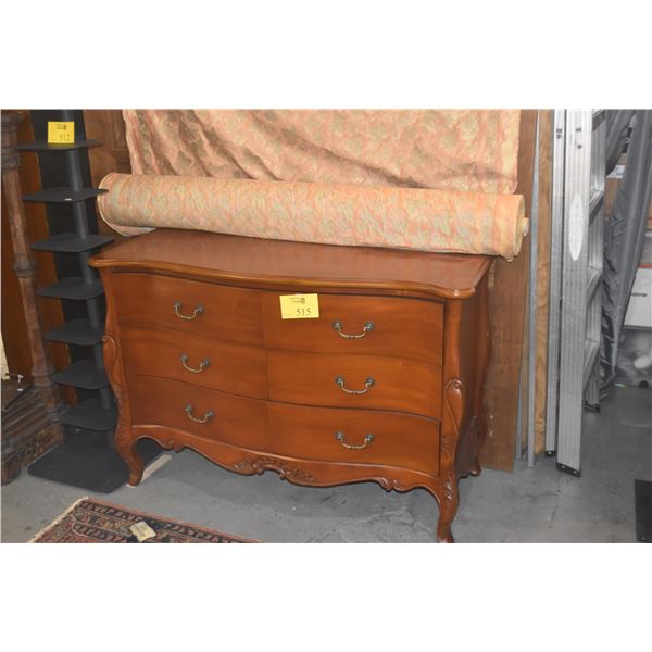 FRENCH PROVINCIAL STYLE SERPENTINE FRONT 6 DRAWER CHEST (47 1/2" X 20" X 33")