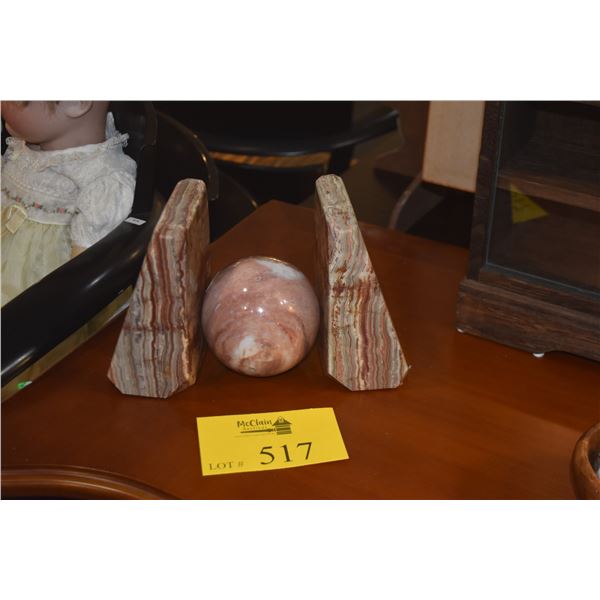 ONYX BOOKENDS & STONE ORB (3 PCS)