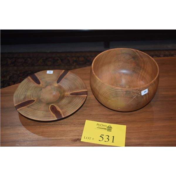 NORFOLK PINE BOWL & PLATE; BOTH SIGNED S. FRANKLIN 4/2016 & 1/2017 (7 1/2" X 4 1/2" & 8 1/2" X 1 1/2