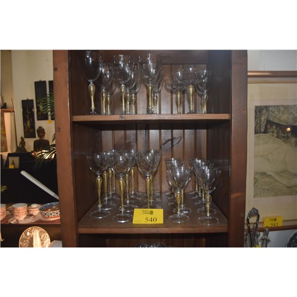 CRYSTAL STEMWARE W/GOLD STEMS (36 PCS)