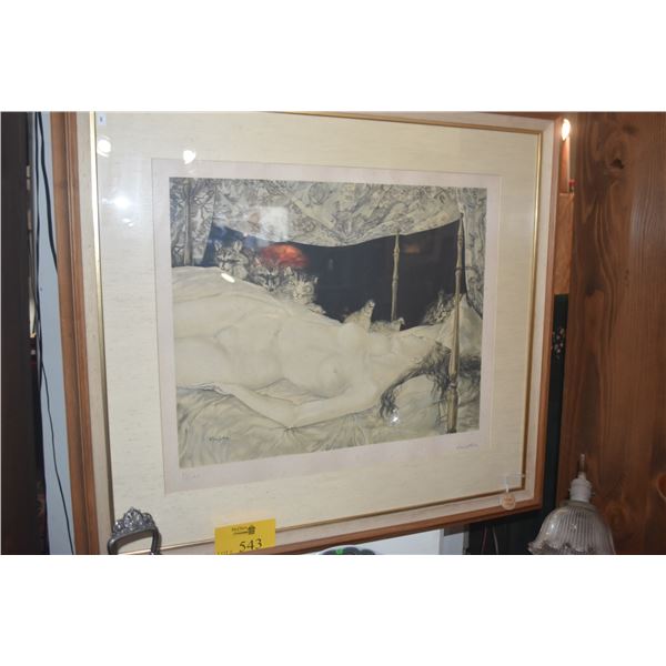 FRAMED LITHOGRAPH, LA REVE" OR "THE DREAM"; SIGNED FOUJITA 24/25 H.C. (37 1/2" X 34 1/2")