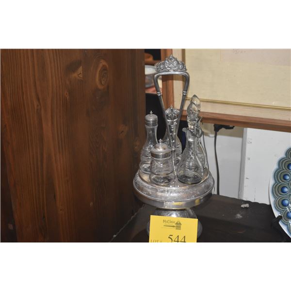 ANTIQUE VICTORIAN SILVERPLATED CRUET SET (ALSO KNOWN AS A CASTOR SET)
