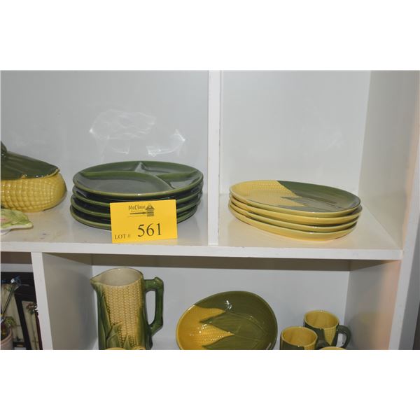 COLLECTION OF CORN THEMED PLATES, PITCHERS, CUPS, BUTTER DISH, ETC. (18 PCS)