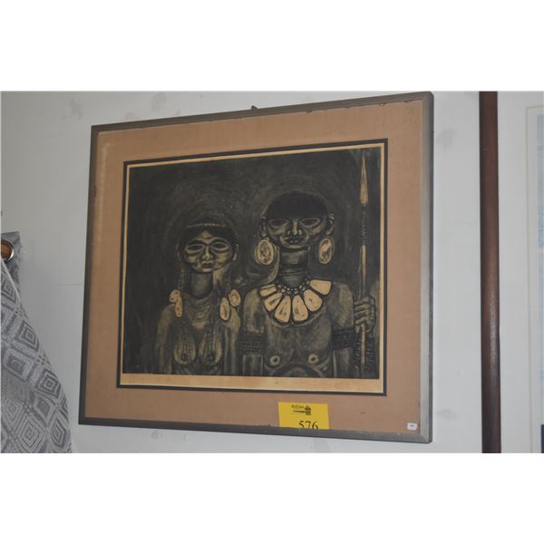 FRAMED BLOCK PRINT; SIGNED 6/50