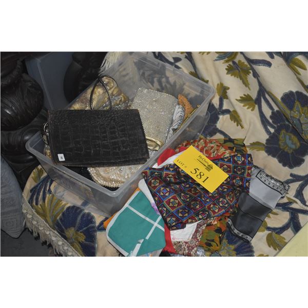 COLLECTION OF ASSORTED CLUTCH/PURSES & SCARVES