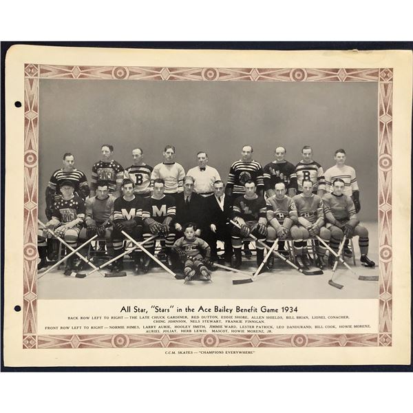 CCM HOCKEY TEAM PICTURE 1934 ACE BAILEY BENEFIT GAME