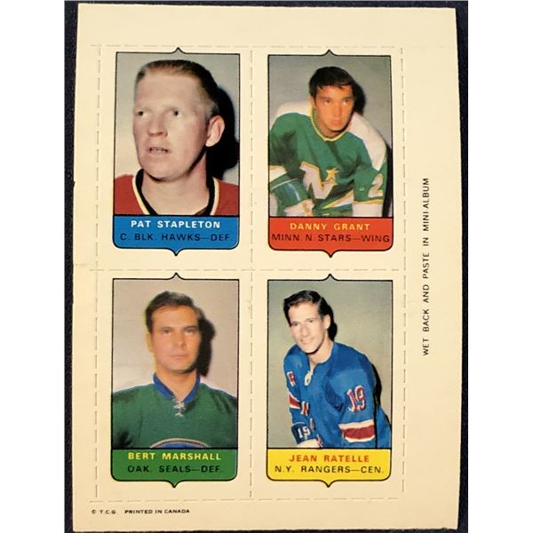 1969 O-PEE-CHEE HOCKEY 4-IN-1 JEAN RATELLE (HOF)