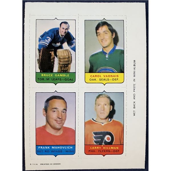 1969 O-PEE-CHEE HOCKEY 4-IN-1 FRANK MAHOVLICH (HOF)