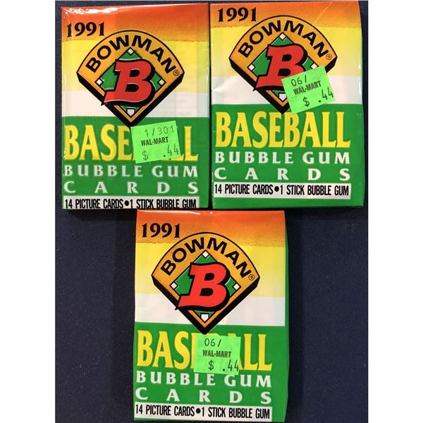 1991 BOWMAN BASEBALL FOIL PACKS (3)