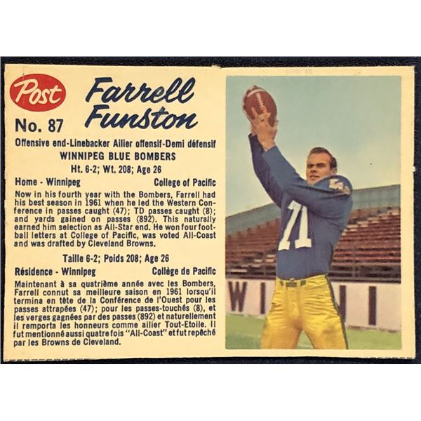 1962 POST CEREAL CFL FARRELL FUNSTON
