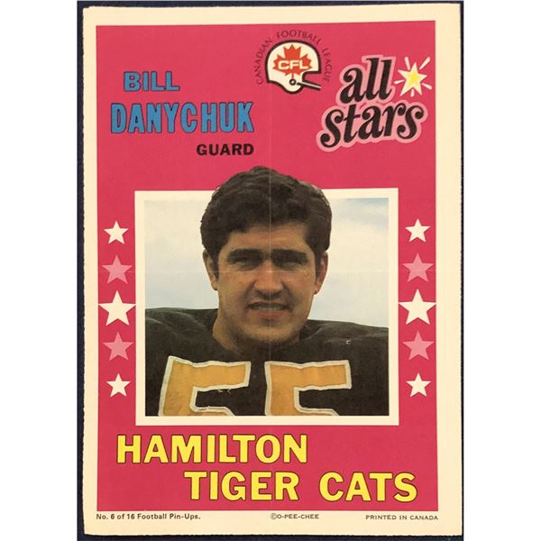 1971 O-PEE-CHEE CFL INSERT POSTER - BILL DANYCHUK (HOF)