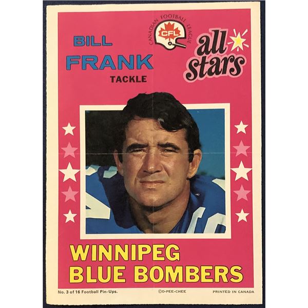 1971 O-PEE-CHEE CFL INSERT POSTER - BILL FRANK (HOF)