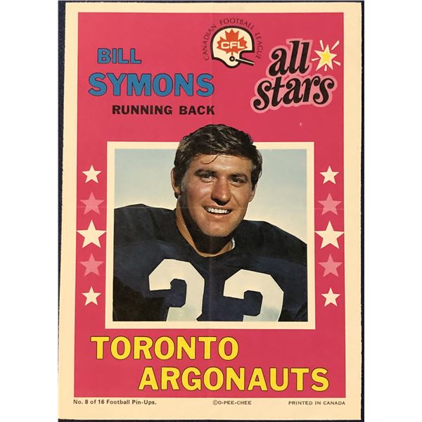 1971 O-PEE-CHEE CFL INSERT POSTER - BILL SYMONS (HOF)
