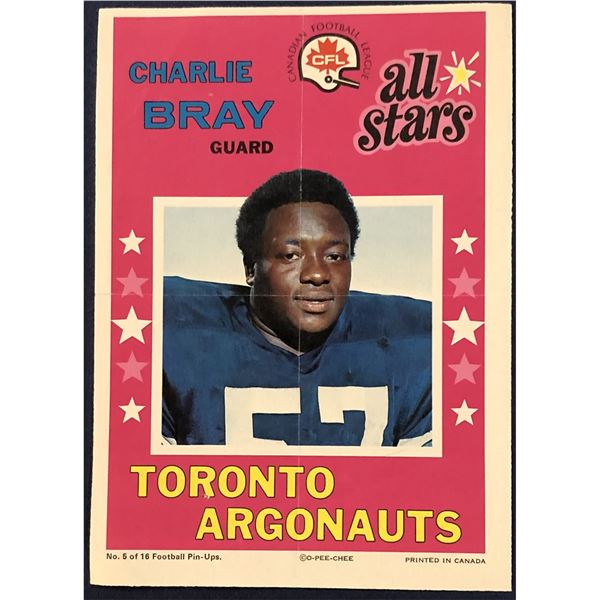 1971 O-PEE-CHEE CFL INSERT POSTER - CHARLIE BRAY