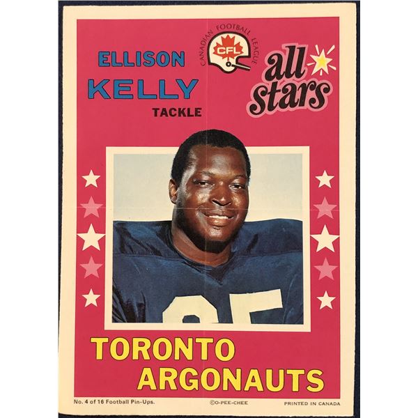 1971 O-PEE-CHEE CFL INSERT POSTER - ELLISON KELLY (HOF)