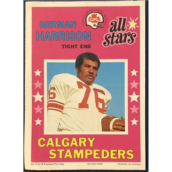 1971 O-PEE-CHEE CFL INSERT POSTER - HERMAN HARRISON (HOF)