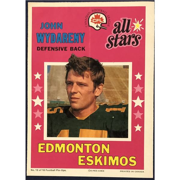1971 O-PEE-CHEE CFL INSERT POSTER - JOHN WYDARENY