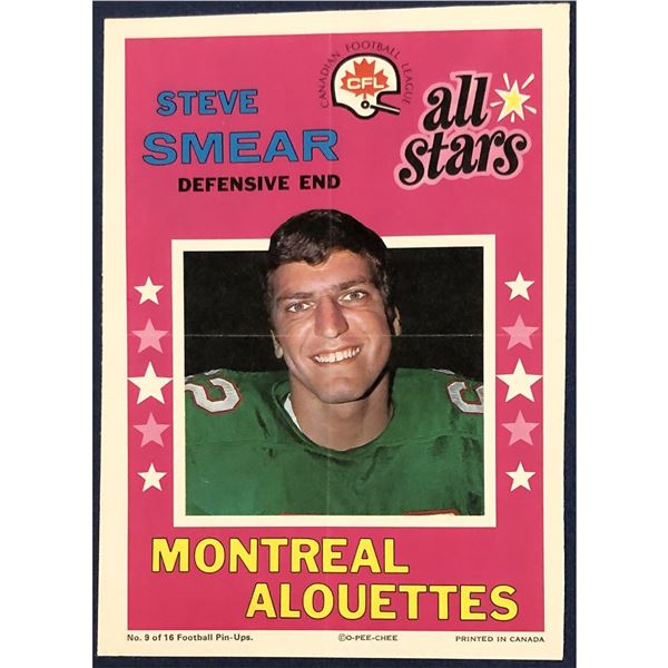 1971 O-PEE-CHEE CFL INSERT POSTER - STEVE SMEAR