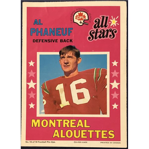 1971 O-PEE-CHEE CFL INSERT POSTER- AL PHANEUF