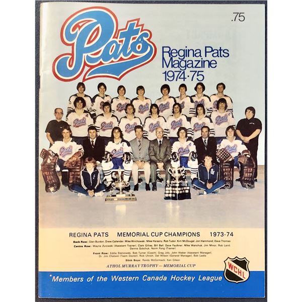 1974-75 REGINA PATS (CHL) GAME PROGRAM (MEMORIAL CUP CHAMPIONS)