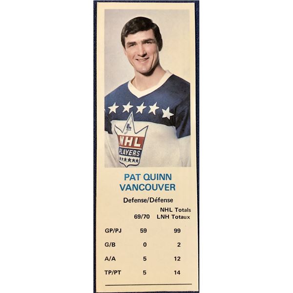 1970-71 DAD'S COOKIES PAT QUINN (HOF)