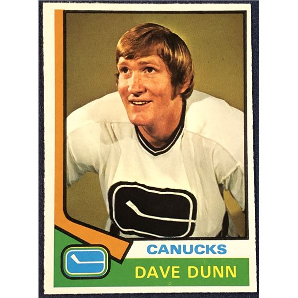 1974-75 O-PEE-CHEE DAVE DUNN ROOKIE CARD