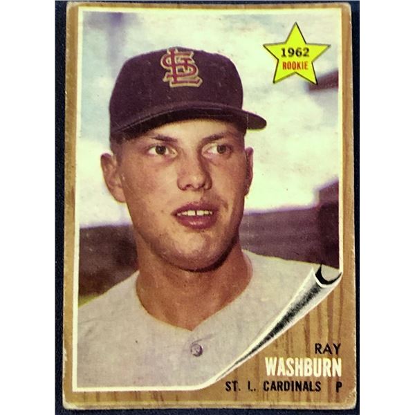 1962 TOPPS RAY WASHBURN ROOKIE CARD